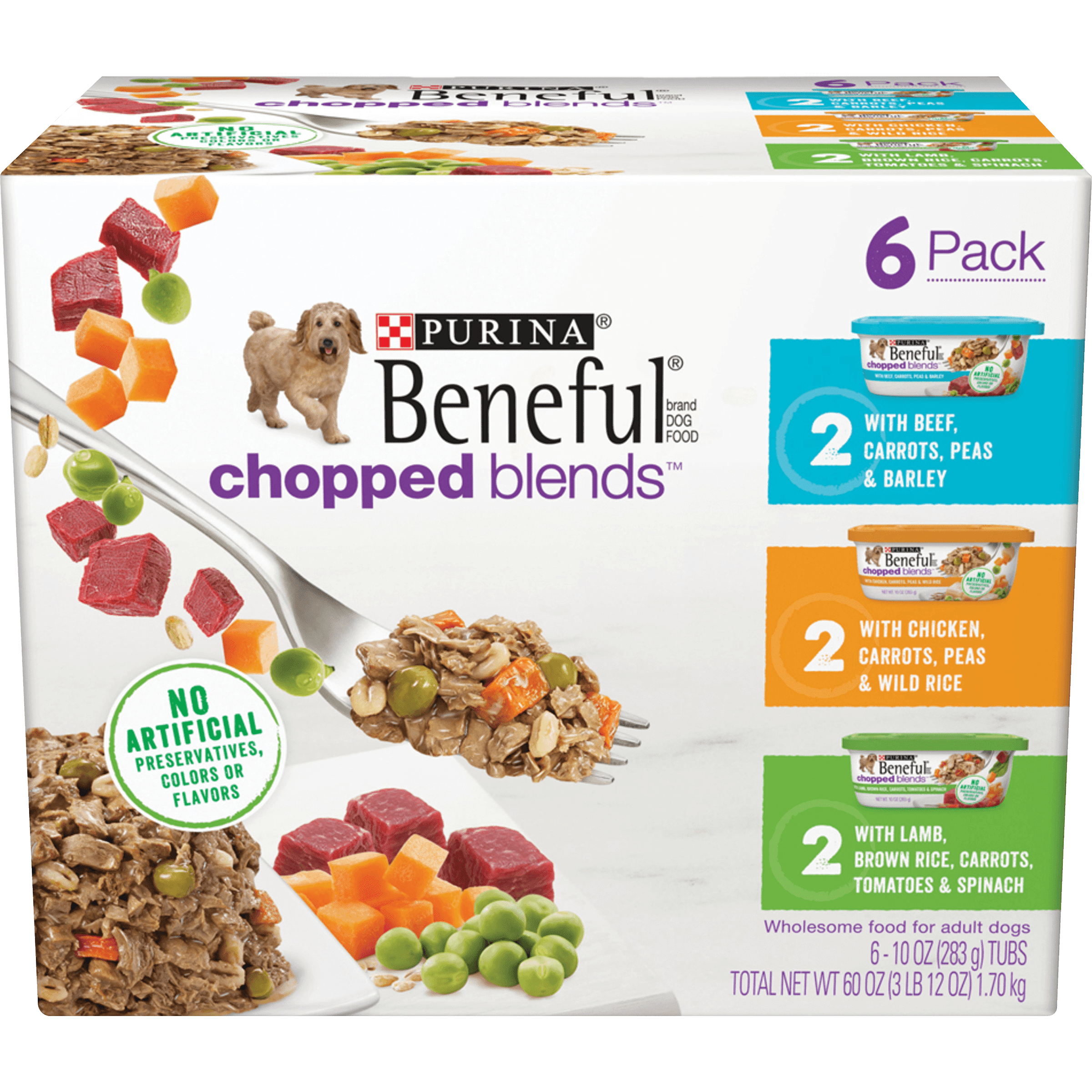 (6 pack) Purina Beneful Wet Dog Food Variety Pack, Chopped Blends 10