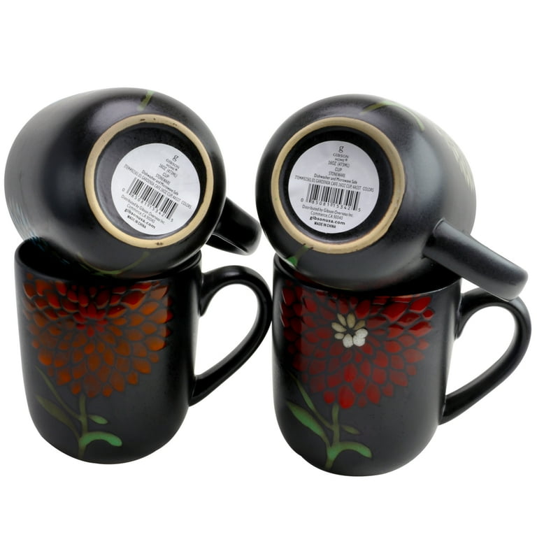 Gibson Home Gardenia Cafe 4 Piece 16 oz. Assorted Mug Set