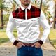 thumbnail image 4 of Camisas s Para Hombre Camisa de manga larga con botón de solapa y bloque de color a cuadros informal a la para hombre (White, L), 4 of 5