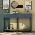 Retro Console Table Sofa Table for Entryway with Drawers and Shelf
