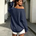 thumbnail image 4 of Hfnxid Women Long Sleeve Sweatshirts Off The Shoulder Loose Fit Sweatshirt Casual Pullover Top Fashion Going Out Shirts Navy,M, 4 of 10