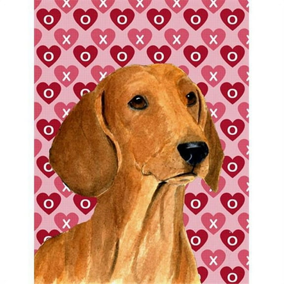 11 x 15 In. Dachshund Hearts Love And Valentines Day Portrait Flag, Garden Size