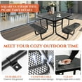 thumbnail image 5 of Gaonala 46" Square Outdoor Picnic Table Set 4 Built-in Benches Umbrella Hole Metal Commercial Grade Seats 8 for Garden Backyard (Black), 5 of 8