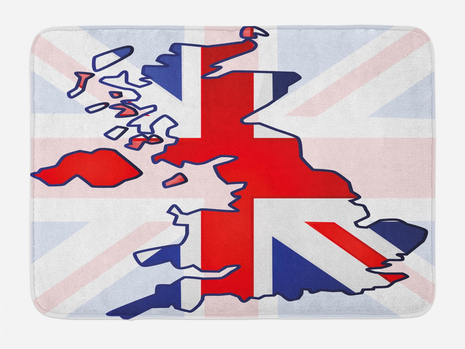 Union Jack Bath Mat, Faded United Kingdom Flag and Country Map