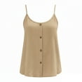 thumbnail image 3 of Fengqque Women's Summer Round Neck Button Spaghetti Strap Slim-Fit Solid Color Womens Tank Top Khaki XL(XL), 3 of 6