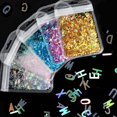 thumbnail image 1 of 5 Colors Alphabet Holographic Laser- Letters Chunky Glitter Epoxy Resin Festival Chunky Letters Mixed Sequins 2g Per, 1 of 5