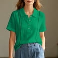 thumbnail image 6 of YanHoo Summer Shirts for Women Lapel Button Up Short Sleeve T-Shirts Loose Fit Pullover Tops Casual Solid Color Tee, 6 of 8