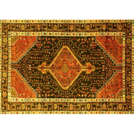 Ahgly Company Indoor Rectangle Persian Yellow Traditional Area Rugs, 5' x 7'