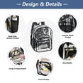 thumbnail image 5 of Large Clear PVC Backpack Heavy Duty See Through Backpack for Adults Work Travel, Lace Printed 12L, 5 of 8