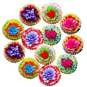 Cinco De Mayo Decorations Fiesta Tissue Pom Paper Flowers - Mexican Carnival Rainbow Theme Party Supplies 16' (Set of 12)