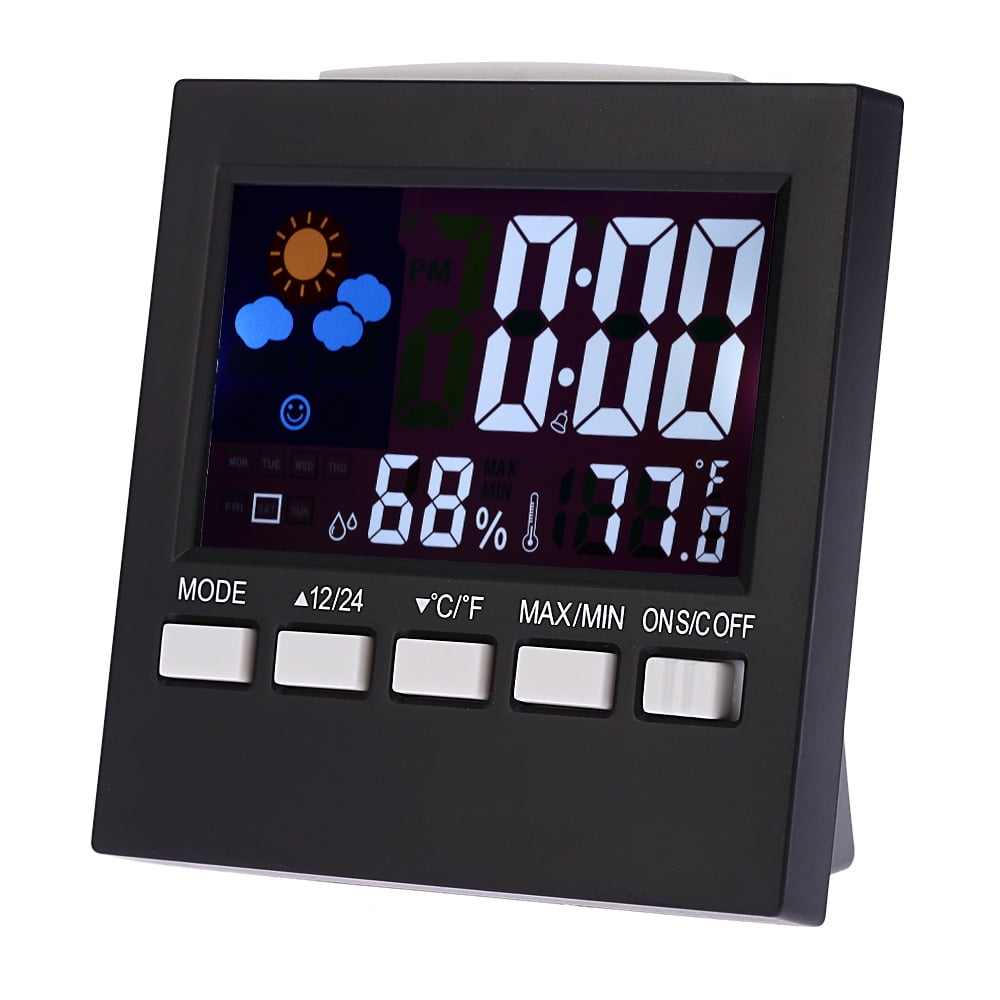 Details about   Digital Alarm Clock Snooze Calendar LED Display Weather Thermometer Hygrometer 