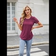 thumbnail image 4 of Camisetas de Corta para Mujer, Blusas Informales de Moda para Verano y . Conjuntos de Vacaciones Modernos. Rojo Carmesí XL, 4 of 10