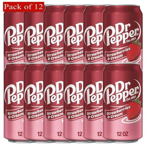 Dr Pepper Strawberries and Cream Soda, 12 fl oz Cans (1 Box of 12 Cans) Imported