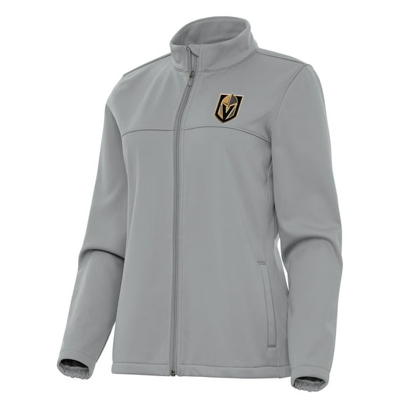 Women's Antigua Gray Vegas Golden Knights Links 2 Full-Zip Golf Jacket