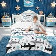 thumbnail image 2 of meiyoeat White Stars Shark Twin Comforter Sets for Kids Boys Girls, Cute Underwater Marine Wildlife Bedding Set, Blue White, Reversible, 2 Pieces, 1 Comforter and 1 Pillowcase, 2 of 6