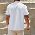 thumbnail image 5 of FRSASU Mens Faux Linen Shirts Casual V-Neck Short Sleeve Loose Fit T-Shirts Summer Lounge Tees Beach Vacation Tops White, 5 of 9