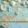 thumbnail image 6 of WYYP  Seashell Round Tablecloth, Summer Ocean Starfish on Blue Wooden Board Print, Coastal Beach Sand Circular Table Cover 60 Inch for Dining Kitchen Outdoor Parties Decor 54-58, 6 of 8