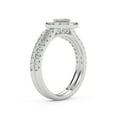 thumbnail image 4 of AFFY Halo Engagement Ring With Curved Band Bridal Set Ring for Women, 4.5x3.5mm Oval and Round cut Lab Created Moissanite Ring in 14K White Gold Over Sterling Silver Size-6.5, 4 of 6