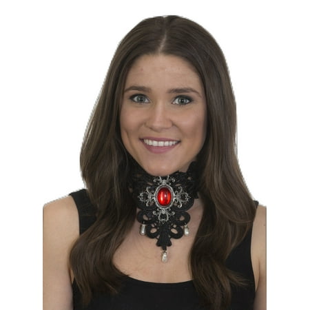 Vampiress Black Victorian Gothic Lace Choker Necklace Jeweled Costume Jewelry