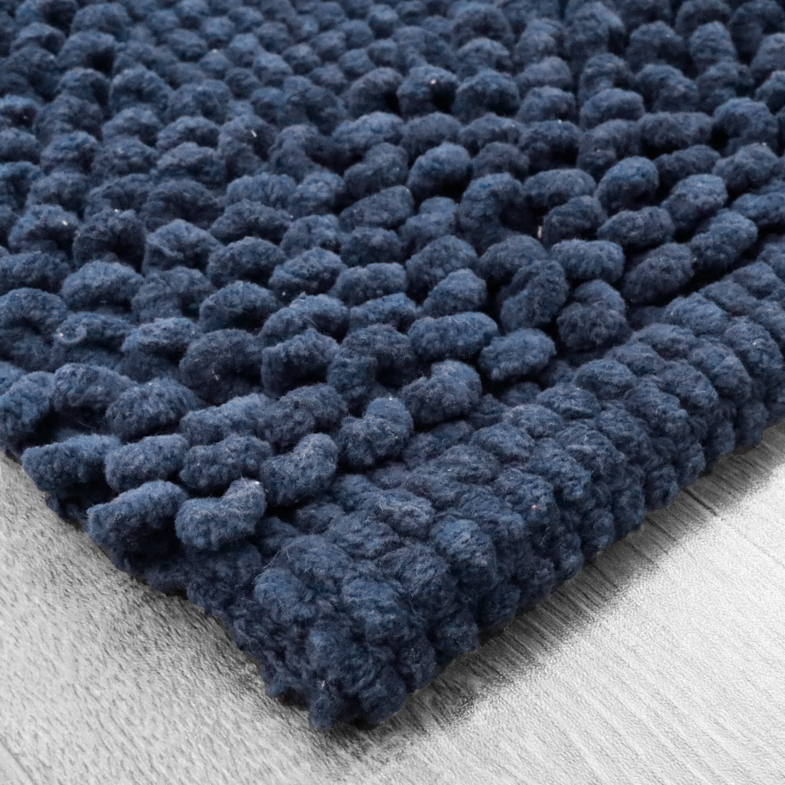 Jean Pierre New York Sophie Border 100% Cotton Bath Mat - Non-Slip Bath Rug - Midnight Navy - 20" x 32"