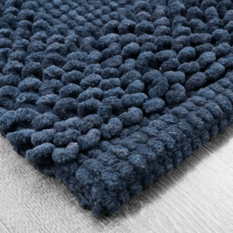 Jean Pierre Cotton Chenille Bath Mat Non-Slip Absorbent Midnight