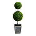 thumbnail image 6 of Nearly Natural Potted Double Ball Boxwood Artificial Topiary Tree - 3' - Clear LED Lights, 6 of 9