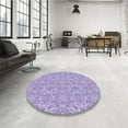 thumbnail image 4 of Ahgly Company Machine Washable Indoor Round Transitional Medium Purple Area Rugs, 3' Round, 4 of 7