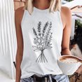 thumbnail image 2 of Youyipin Womens Tops Womens Flower Print Crewneck Tank Tops Graphic Curved Hem Sleeveless Tops Summer Casual Loose Fit Shirts Beach Vacation Clothes For Women, 2 of 4