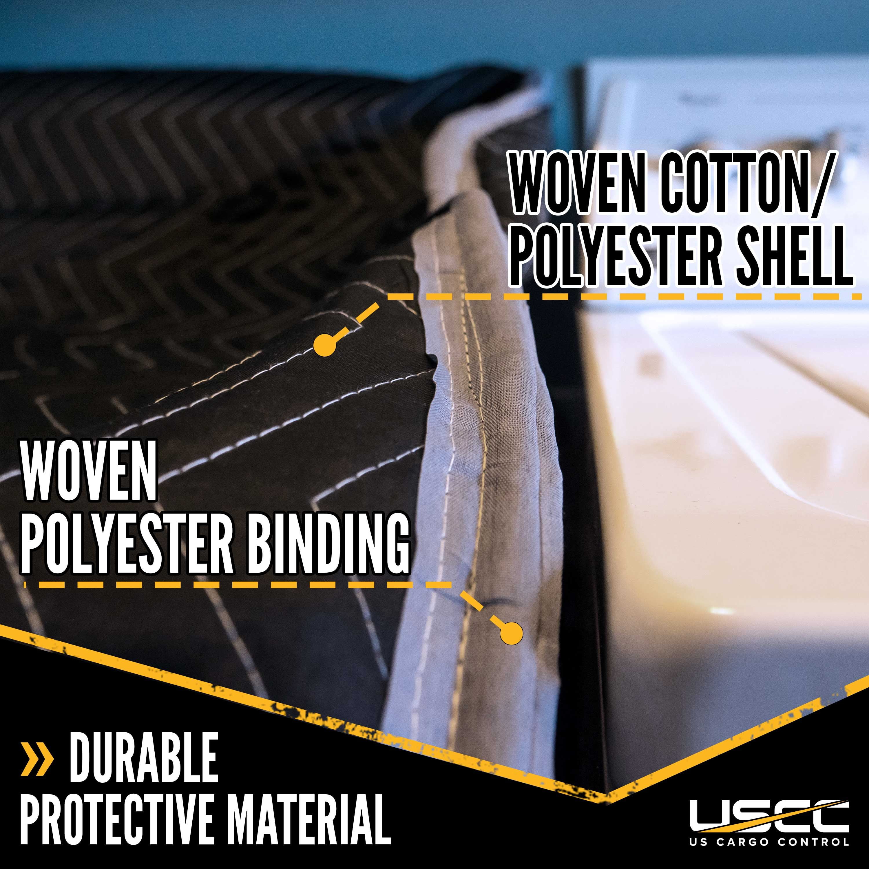 US Cargo Control Quilted Washer and Dryer Cover Black/Gray Furniture Pad for Moving/Storage - 30 Inches x 46 Inches - Cotton/Polyester Blend Fabric 5 Pounds Washable, Reusable - 2 Pack