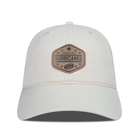 Men s Levelwear Cream Carolina Hurricanes Faux Leather Patch Unstructured Adjustable Hat
