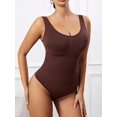 thumbnail image 3 of Plus Size Women's One Piece Seamless Bodysuit With Snap Closure Bottom, Thong Back, Shapewear Vest For Control, 3 of 4