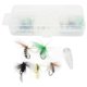 thumbnail image 1 of Kit de moscas para pesca con mosca, Kit de cebo para pesca con mosca con gancho lanzador, caja de almacenamiento de cuentas de plástico giratorias, 1 of 14