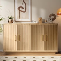 LegaHome 55''W Sideboard, Large Buffet Cabinet Wood Fluted Credenza with Adjustable Shelves, Sideboards and Buffets for Dining Room, Natural
