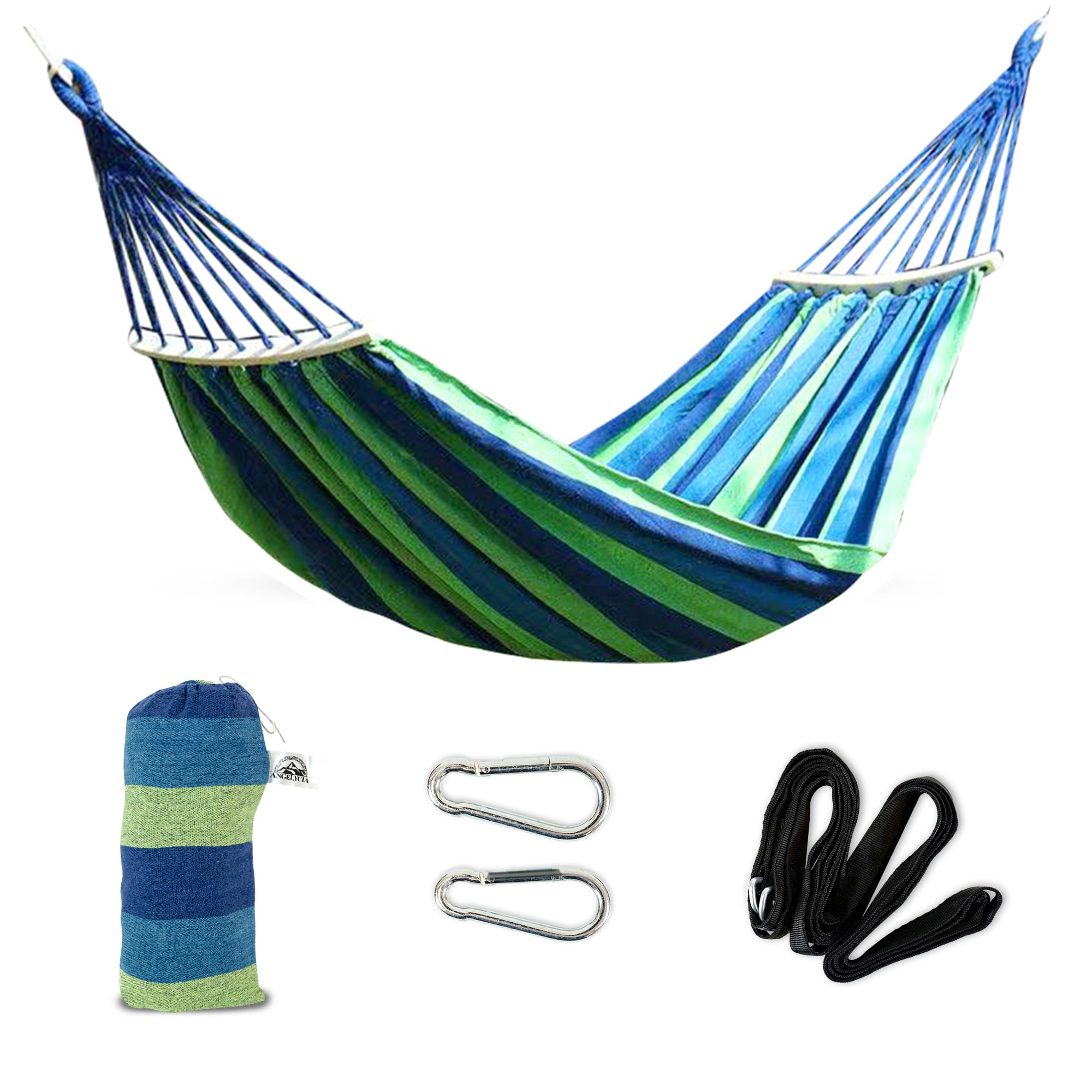 ANGELYCIA Brazilian Large Single Canvas Cotton Hammock Weights up to