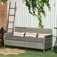 thumbnail image 1 of Grey Rattan 3-Seater Sofa Chair With Cushions For Patio And Garden Use, 1 of 7