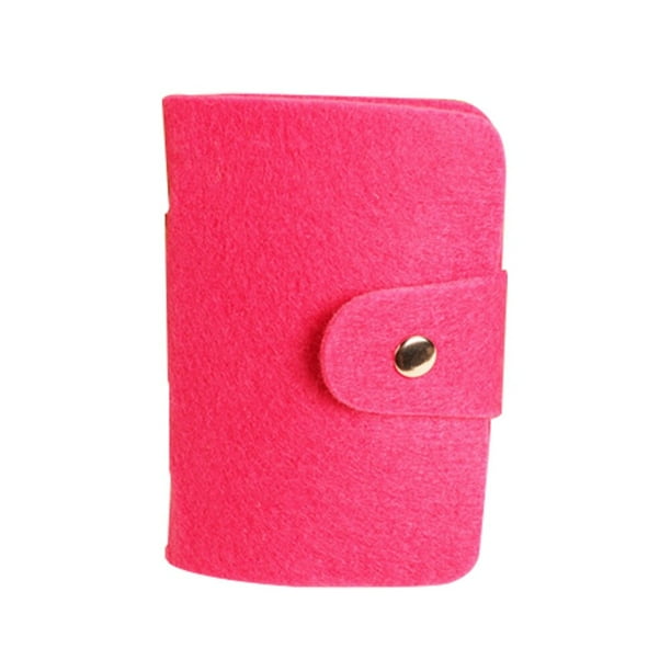 EeaseMX Cartera creativa de fieltro de lana con 24 ranuras para tarjetas de crédito y tarjetas de identificación (rosa)