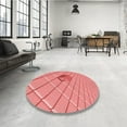 thumbnail image 3 of Ahgly Company Indoor Round Patterned Light Coral Pink Area Rugs, 3' Round, 3 of 6