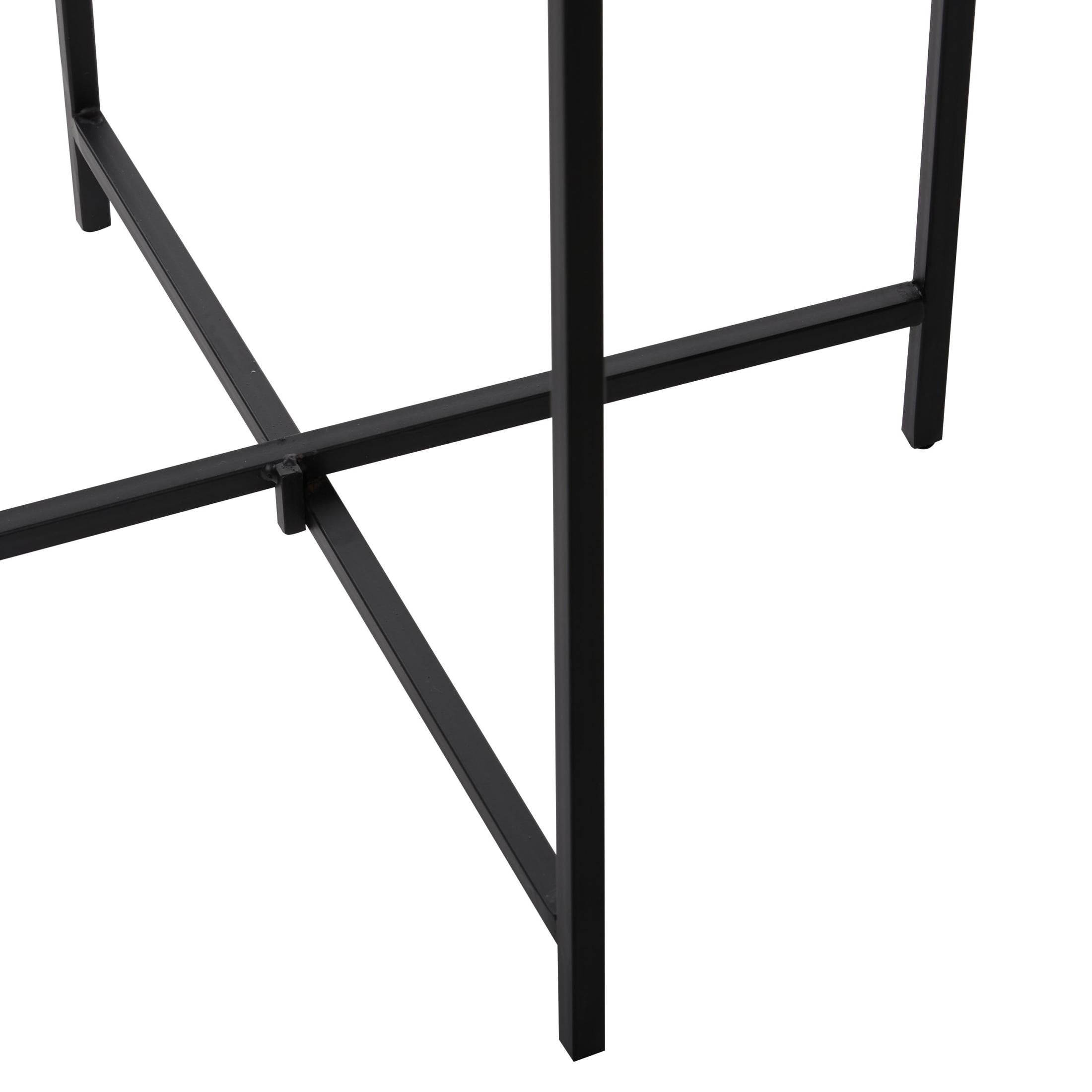 DecMode 18" x 24" White Terrazzo Stone Accent Table with Black Metal X-Stand, 1-Piece