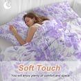 thumbnail image 4 of 3 Piece Purple Flowers Duvet Cover Set Queen Size, Microfiber Comforter/Quilt Cover with Corner Ties and 2 Pillowcases, Watercolor Summer Botanical Floral All Season Soft Bedding with Zipper Closure, 4 of 8