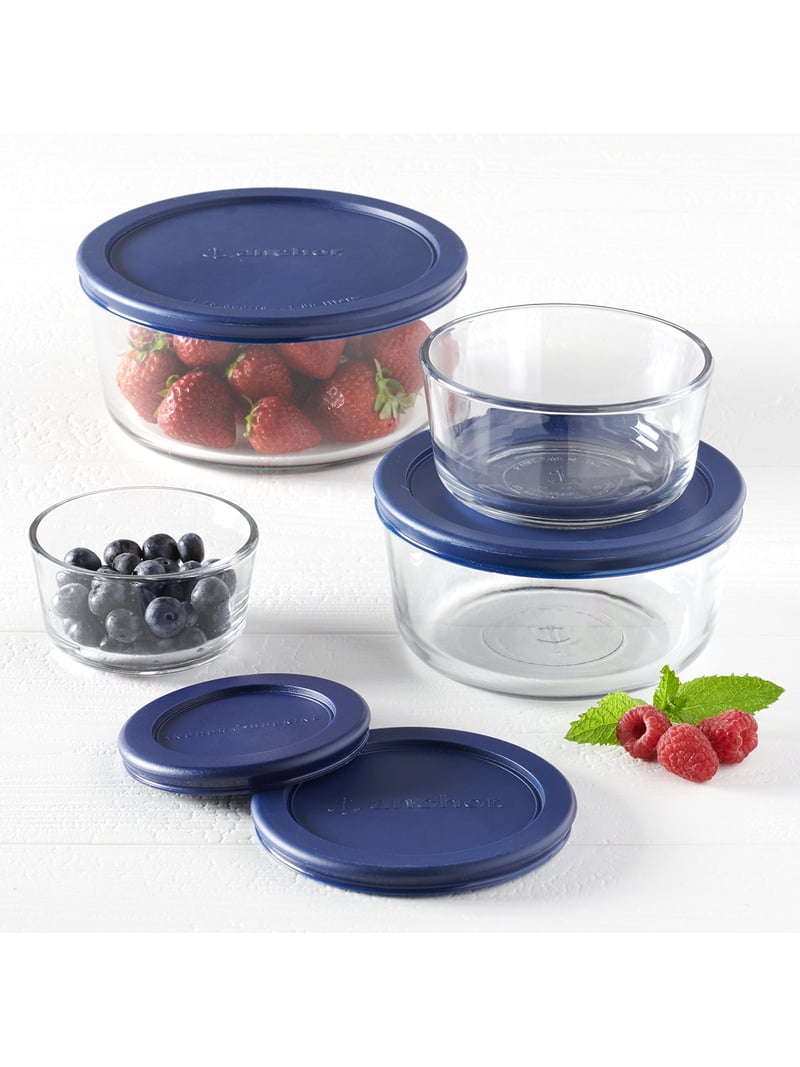 Anchor Hocking Glass Food Storage Containers with Lids, 8 Piece