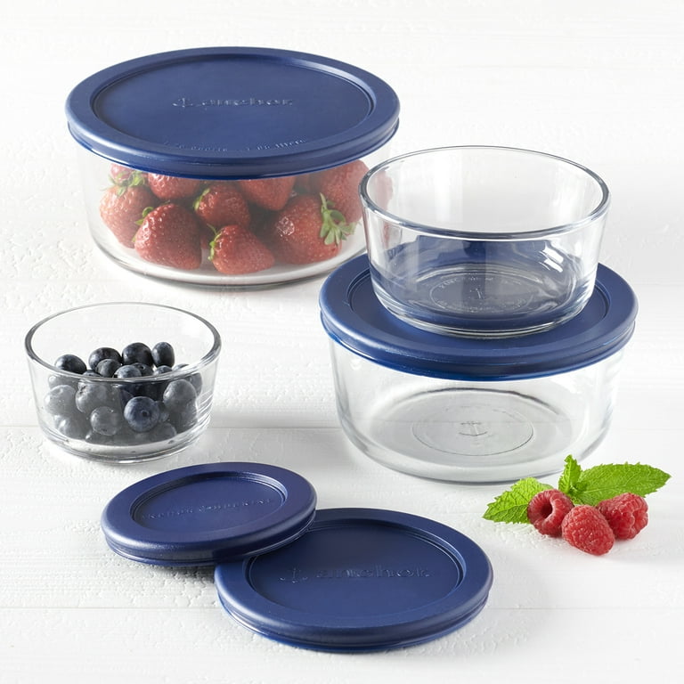 Glass Food Storage Set – 1 Cup Round Containers by Anchor Hocking, Clear