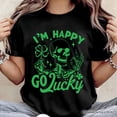 thumbnail image 2 of Happy Go Lucky Clover Skeleton St Patrick&rsquo;s Day T-Shirt, Green Shamrock Vintage Tee, 2 of 6