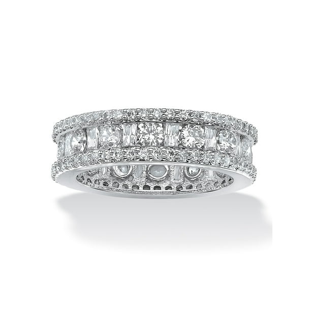 PalmBeach Jewelry 3.22 TCW Round and BaguetteCut Cubic Zirconia