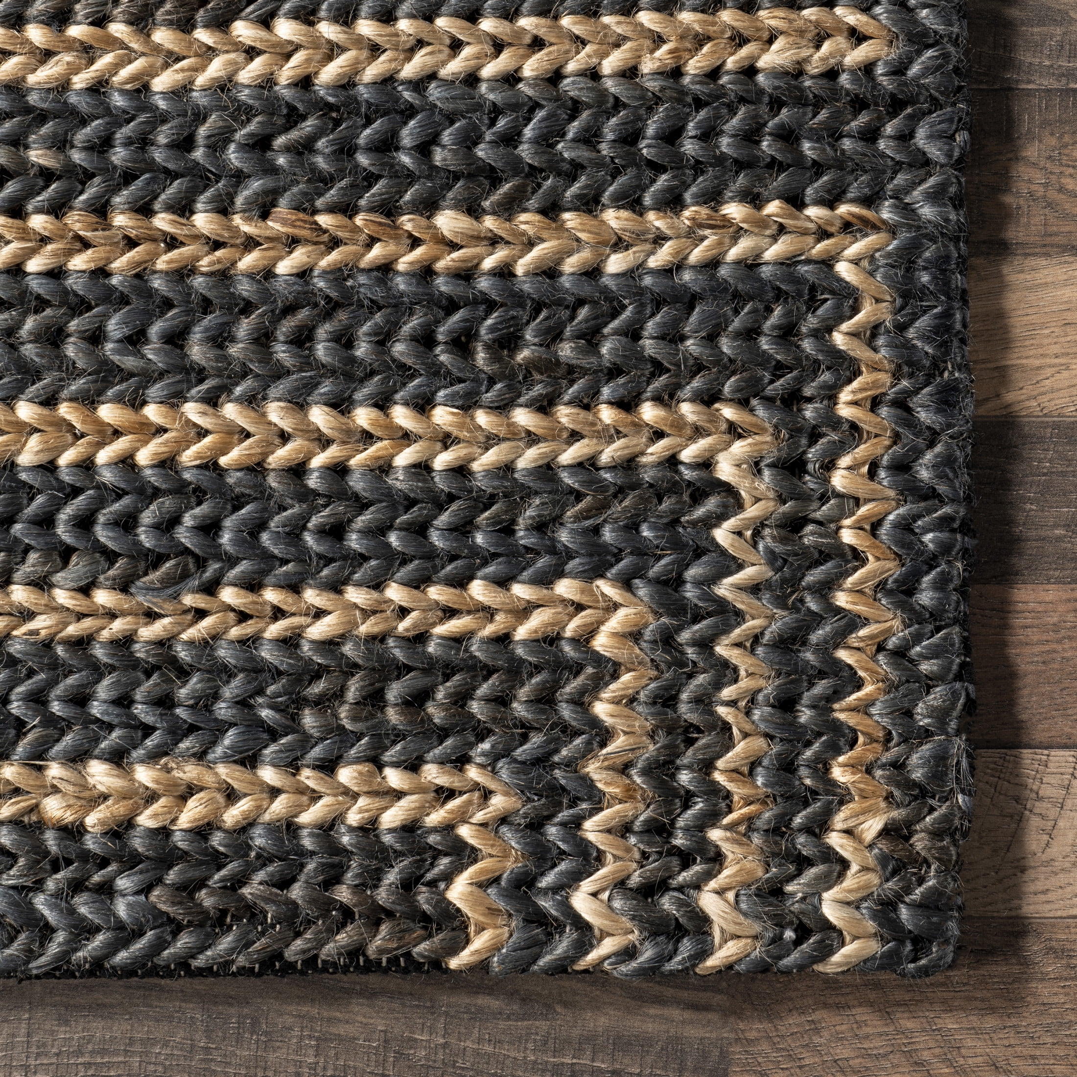 Rugs USA Grassland Handwoven Jute Area Rug, 9' 6" x 13' 6", Liess Black