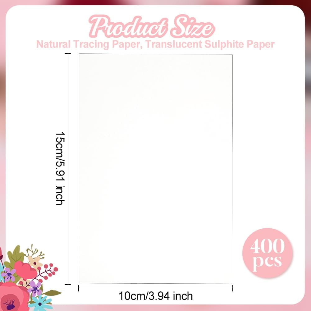 400 Sheets Vellum Paper for Wedding Save 4x5.9 Inch Artists Tracing Paper White Trace Papers Vellum Paper Large Size Sulphite Paper for Sketching Tracing Drawing Animation White
