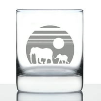 Bevvee Whiskey Rocks Glass 10.25 oz Elephant Sunset Gifts for Elephant Lovers Glassware & Drinkware