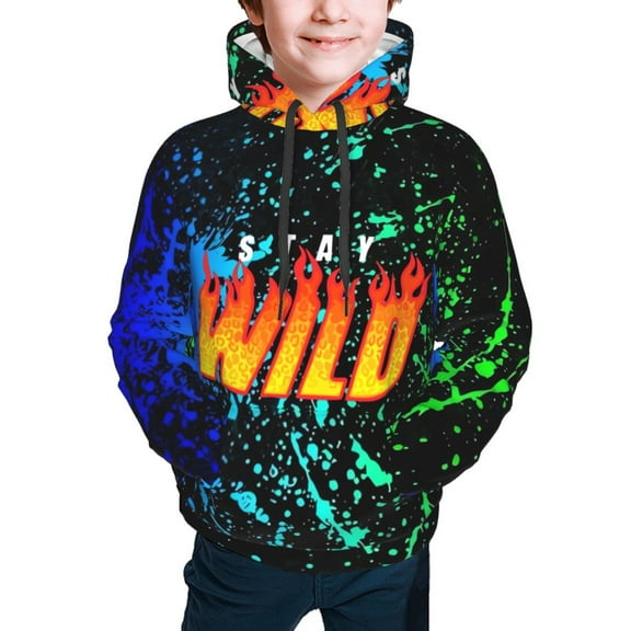 Ben Azelart Stay Wild Hoodies Pullover For Boys Girls 3d Printed Hooded Sweatshirt Long Sleeves Small