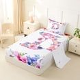 thumbnail image 2 of Castle Fairy Floral Letter D Twin Sheet Sets 3pcs for Adults,Chic Flowers Bedding, 2 of 6