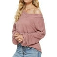 thumbnail image 4 of Honeeladyy Women's Casual Fashion Long Sleeve Color Sweater Loose Pullover V-Neck Sweater, 4 of 8
