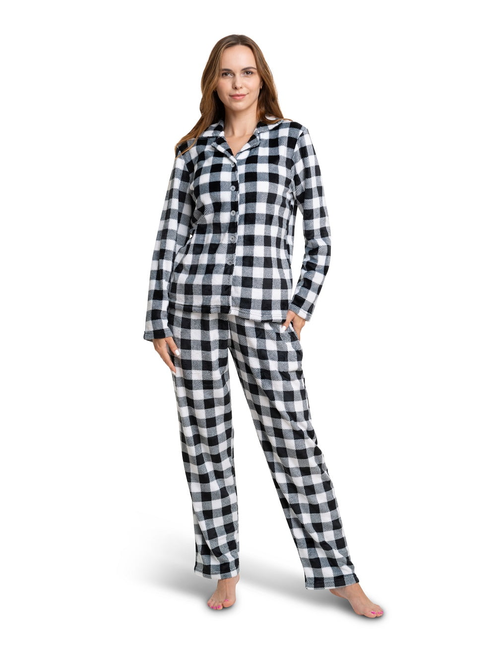 Brooklyn & Jax Women's Fleece 2 piece Full Sleeve Pajama Set in ...